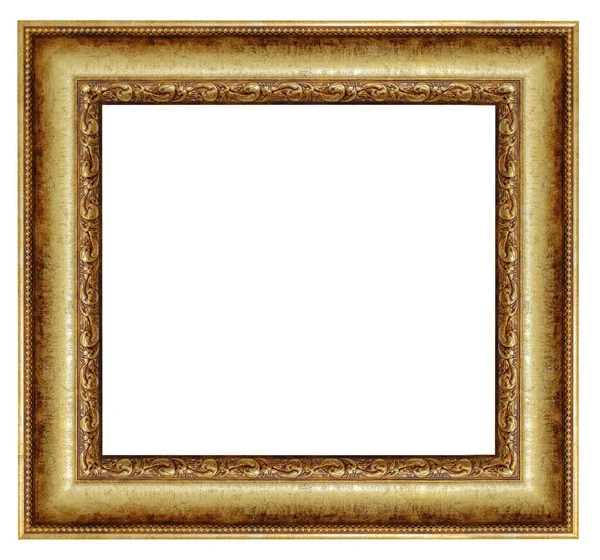 Old Style Vintage Golden Frame Isolated White Background — Stock Photo, Image