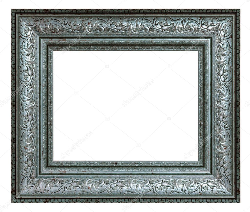 Old style vintage silver frame isolated on a white background