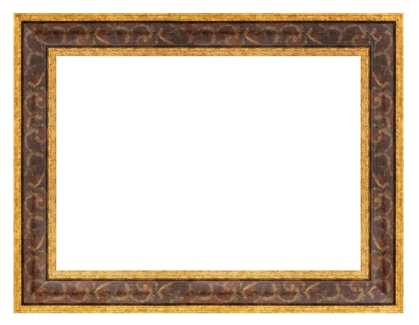 老式棕色和金色相间的镜框 白色背景隔离 — 图库照片