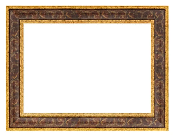 Estilo Antigo Vintage Marrom Dourado Quadro Isolado Fundo Branco — Fotografia de Stock