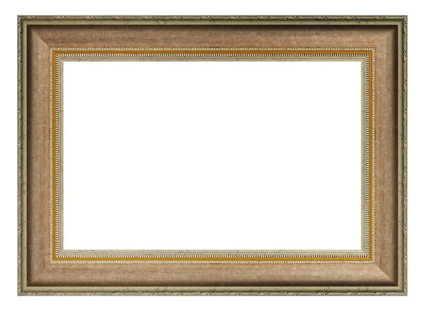 Estilo Antigo Vintage Moldura Dourada Isolada Fundo Branco — Fotografia de Stock