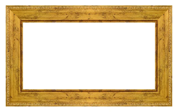 Estilo Antigo Vintage Moldura Dourada Isolada Fundo Branco — Fotografia de Stock