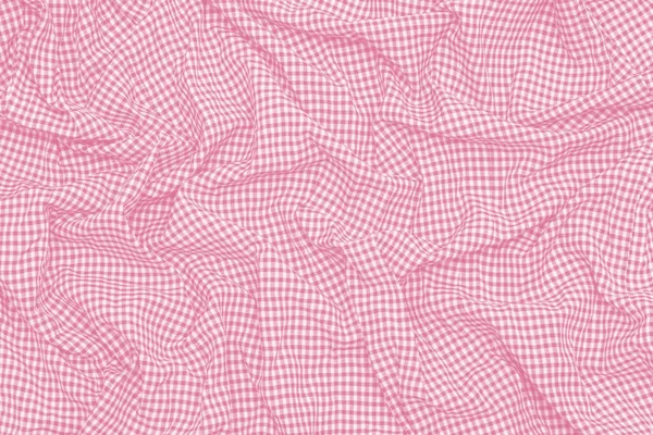 Nahaufnahme Von Zerknittertem Pacific Pink Kariertem Stoff Hintergrund Textur Textiles — Stockfoto