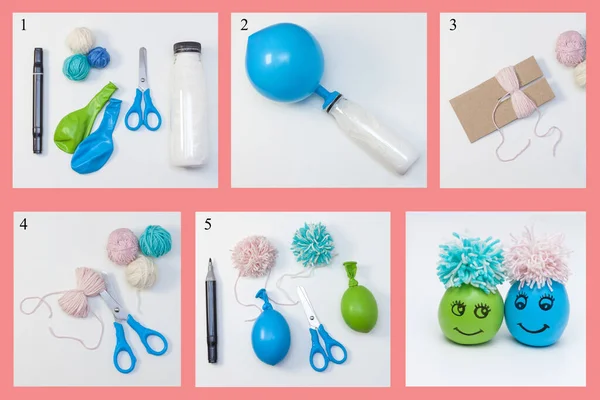 Antistress Hand Made Toy Starch Flour Balloon Step Step Diy — Foto Stock