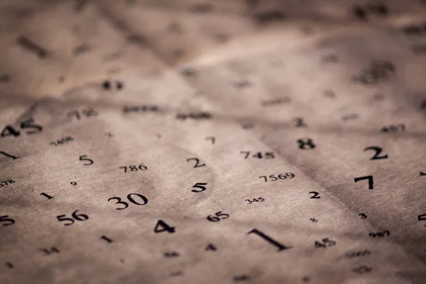 Stary Papier Różnymi Numerami Koncepcja Numerologii — Zdjęcie stockowe
