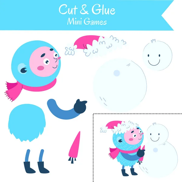 Cut and Glue . Educational game for preschool children. — Vector de stock