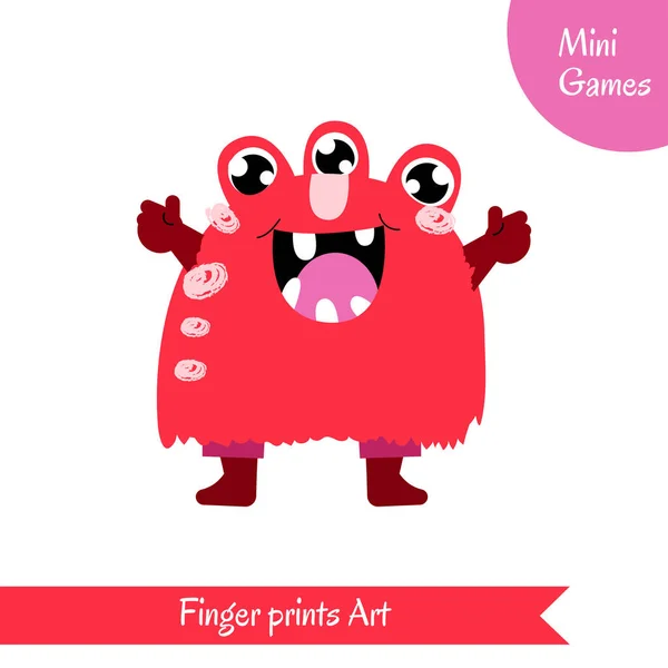 Finger prints art. Educational game for preschool children. Vector Graphics