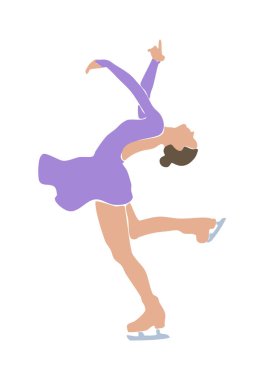 Artistik patinaj vektör çizimi. Dönme hareketini kadın yaptı. Kış sporu.