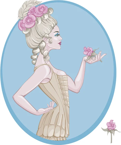 Rococo style young woman — Stockvector