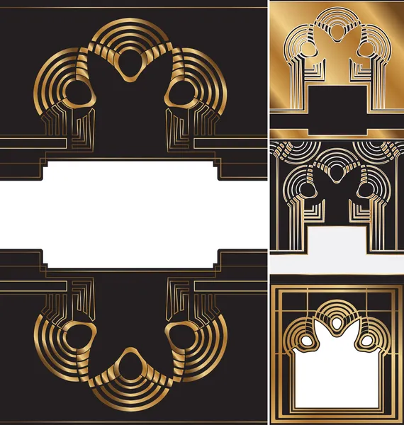 Set de etiquetas vintage decoradas en estilo art deco — Vector de stock