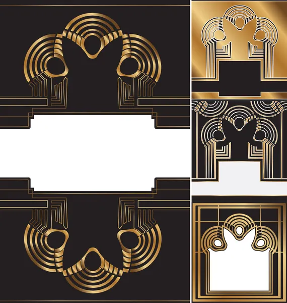 Conjunto de etiquetas vintage decoradas em estilo art deco — Vetor de Stock