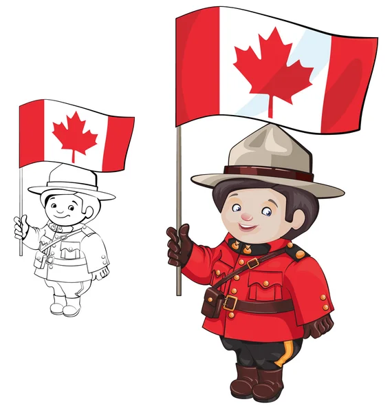 Lindo dibujos animados canadienses Mounties — Archivo Imágenes Vectoriales