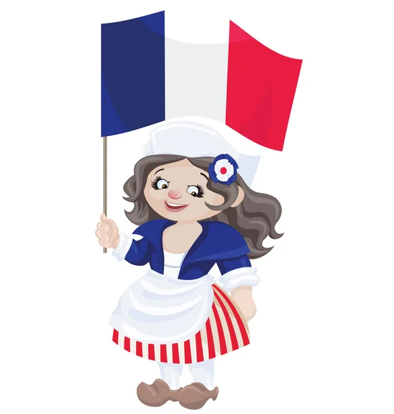 Cute cartoon meisje in sans culottes kostuum — Stockvector