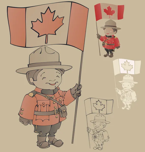 Cute cartoon Canadese mounties — Stockvector