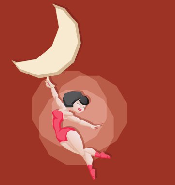 Pin-up karikatür kız sirk hava sanatçı ve verimlilik