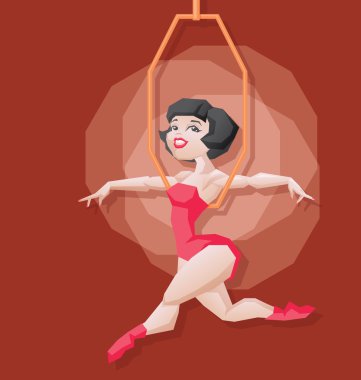 Pin-up karikatür kız sirk hava sanatçı ve verimlilik