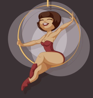 Pin-up karikatür kız sirk hava sanatçı ve verimlilik