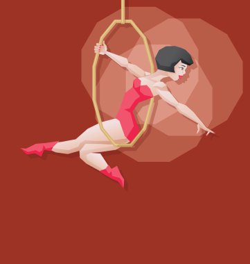 Pin-up karikatür kız sirk hava sanatçı ve verimlilik
