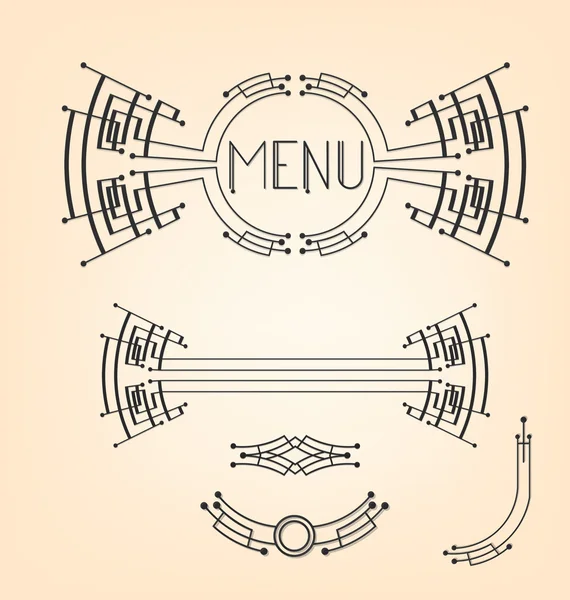 Art deco dekorasyon set menü stilize edilmiş.