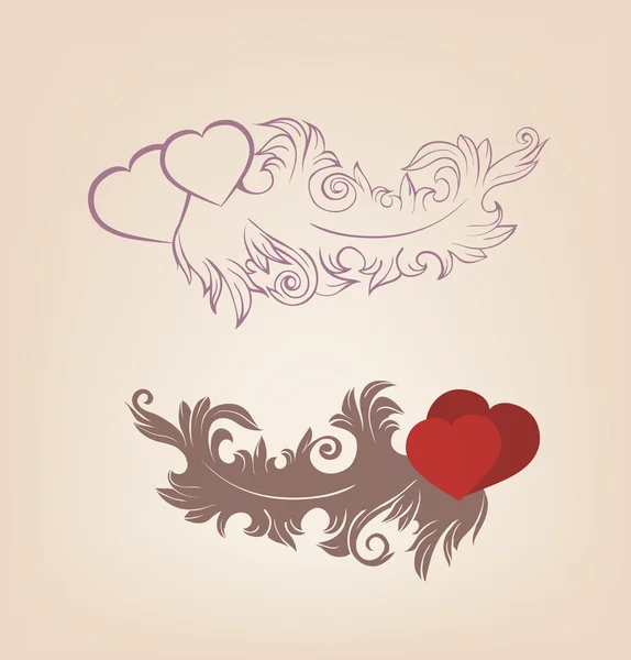 Romantic Valentine's background, heart ornate vintage floral mot — Stock Vector