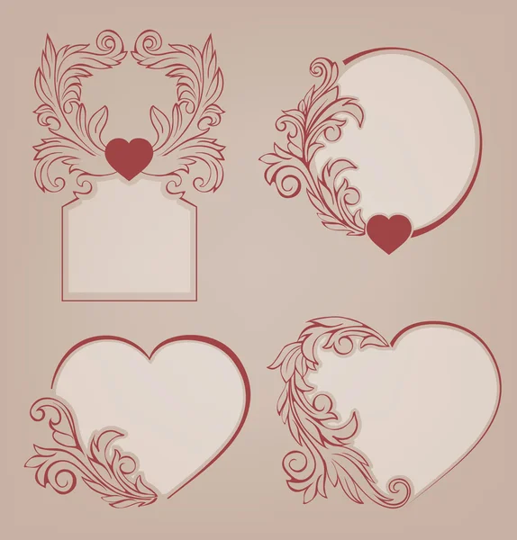 Romantic Valentine's background, heart ornate vintage floral mot — Stock Vector