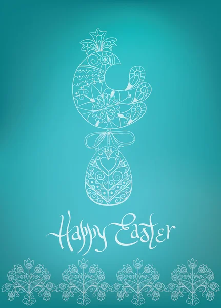 Carta di Pasqua pulcino etnico tipografia disegnata a mano — Vettoriale Stock