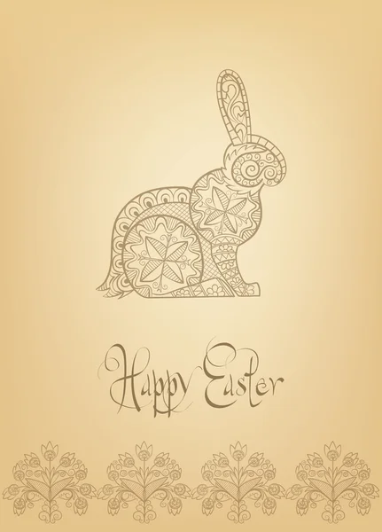 Easter folk  ornament rabbit hand-drawn typography — Stock Vector