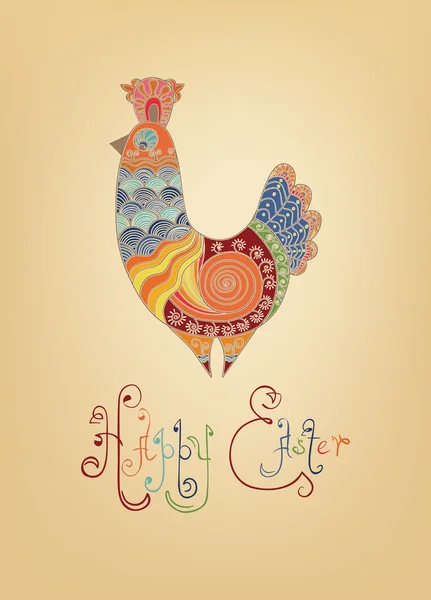 Tarjeta de Pascua folclórica decorada tipografía chica brillante — Vector de stock