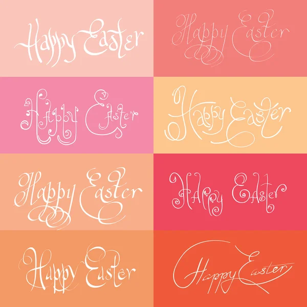 Ensemble de typographie dessinée à la main Joyeux Pâques — Image vectorielle