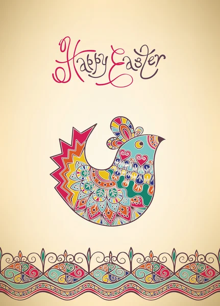 Easter card ethnic chick hand-drawn typography — Stock Vector