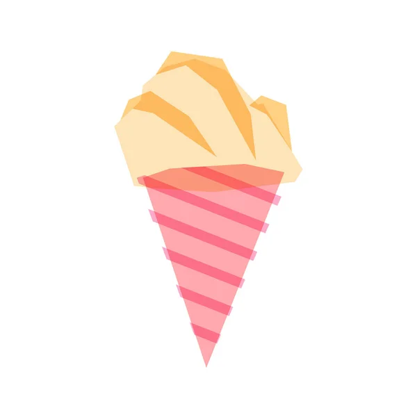 Cono Helado Vainilla Ilustración Vectorial Gofres Rosa Obra Arte Sobreimpresión — Archivo Imágenes Vectoriales