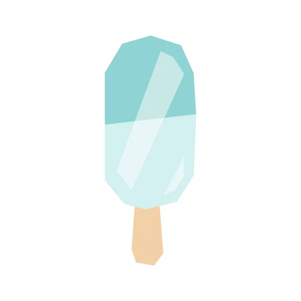 Cartoon Low Poly Gefrorenes Eis Fruchtdessert Von Blauer Farbe Auf — Stockvektor