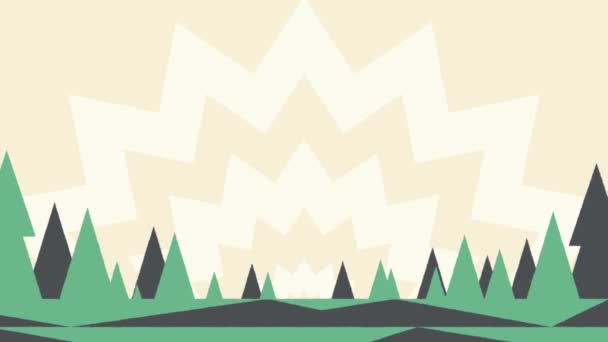Dynamisk Skov Intro Animation Geometrisk Design Animeret Video Grønne Fyrretræer – Stock-video