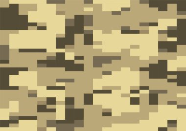 Çöl kumu digi kamuflaj vektörü, kusursuz desen. çok boyutlu modern 8bit piksel kamuflaj açık sarı, sepya ve kahverengi tonlarda. digicamo tasarımı.