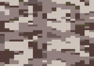 Kahverengi toz çok boyutlu kamuflaj, kusursuz desen. digi camo vektörü, modern 8bit piksel dokusu, digicamo tasarımı