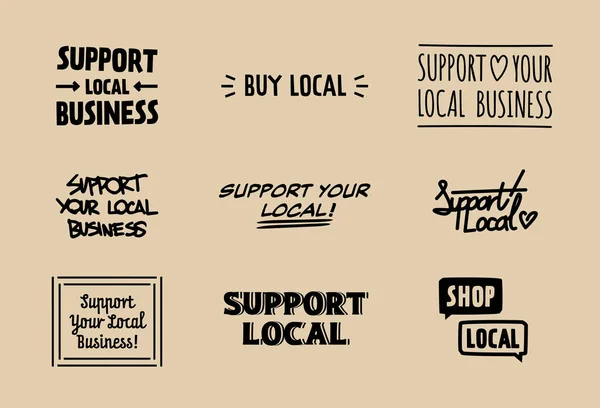 Support Your Local Business Badges Set Group Buy Shop Local — Stock vektor