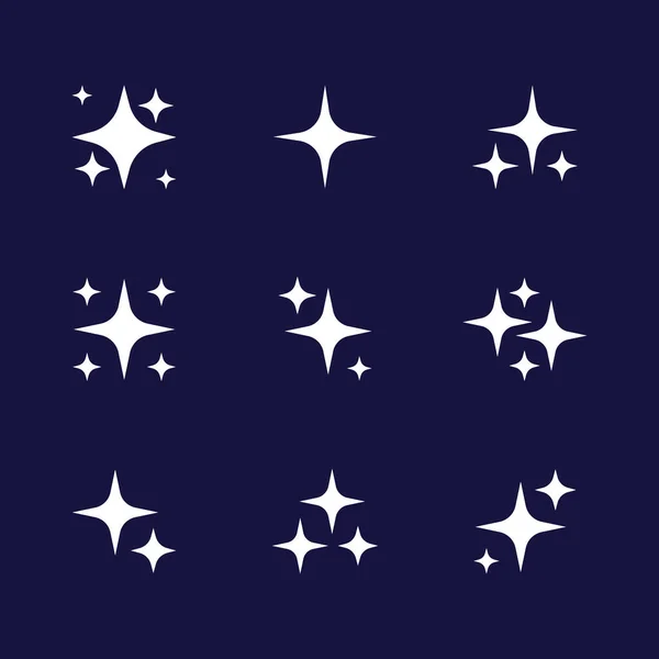 Vector Sparkle Collection Set Stars Sparkles Magic Groovy Elements Decoration — Stock Vector