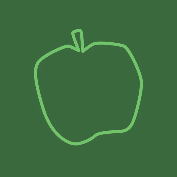 Cartoon Apple Isoliert Auf Grünem Hintergrund Umrissgrafik Frisches Apfelobst Silhouette — Stockvektor