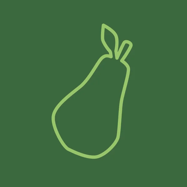 Καρτούν Αχλάδι Απομονώνονται Πράσινο Φόντο Περίγραμμα Γραφικών Φρέσκα Φρούτα Φλούδας — Διανυσματικό Αρχείο