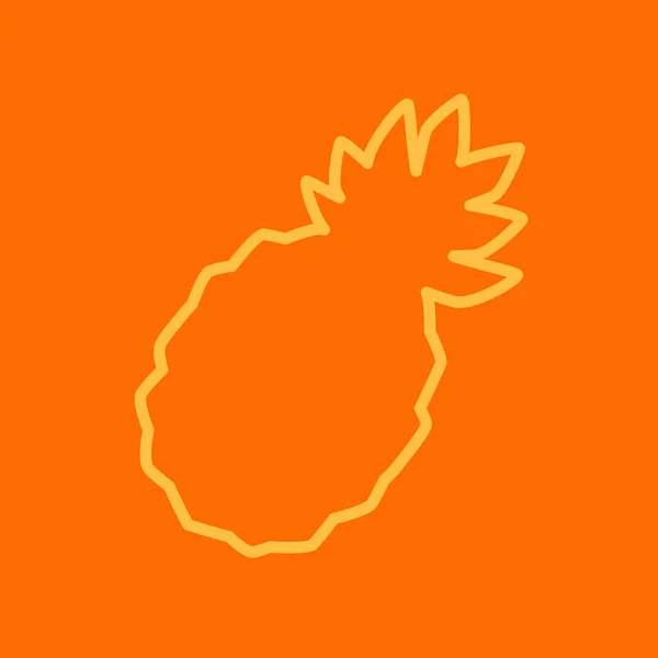 Cartoon Pineapple Isolated Orange Background Outline Graphic Fresh Pineapple Fruit — Stock vektor