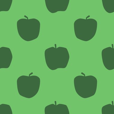 Yeşil Elmasız Desen, Düz Tasarım Tarzı. El Elması Meyveleri Yeşil Arkaplanda, Basit Tekrarlayan Tasarım. Yaz Resimleri.