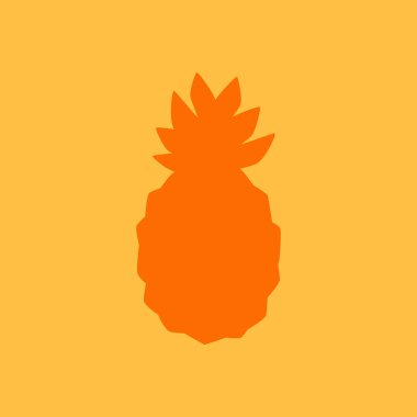 Turuncu Pineapple Fruit Silhouette Düz Tasarım Tarzı. Ananas Yarışması Turuncu Arkaplanda İzole Edildi, Basit Çizim.