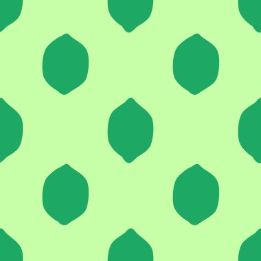 Düz Tasarım Stili Yeşil Kireçsiz Desen. Parlak Yeşil Arkaplanda El Çizimi Lime Fruits, Basit Tekrarlayan Tasarım. Yaz Resimleri