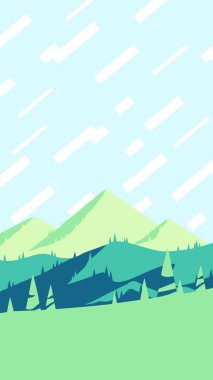 Summer Season at the Mountains, Düz Tasarım Dikey Poster Sanatı. Green Hills Posteri Üzerindeki Yaz Günbatımı Hikayeler 9. Sezon 16. Bölüm 