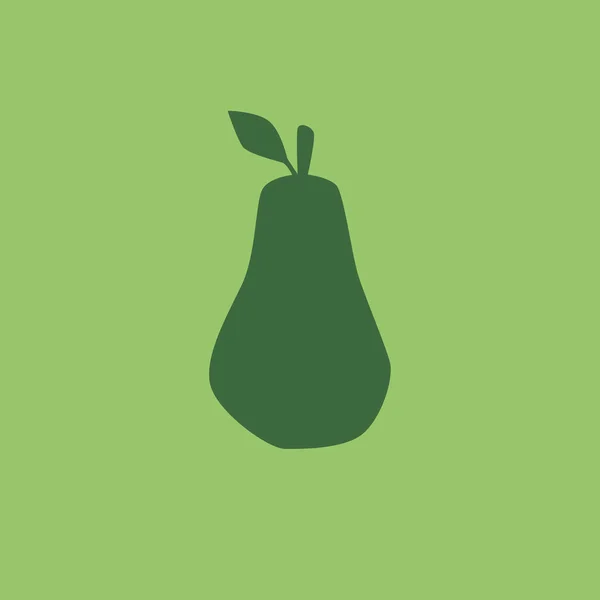 Green Pear Fruit Silhouette Flat Design Στυλ Εικονίδιο Φρούτων Αχλάδι — Διανυσματικό Αρχείο