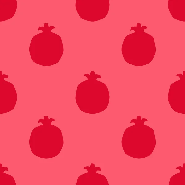 Red Pomegranate Seamless Pattern Στυλ Flat Design Χειροποίητα Φρούτα Ροδιού — Διανυσματικό Αρχείο