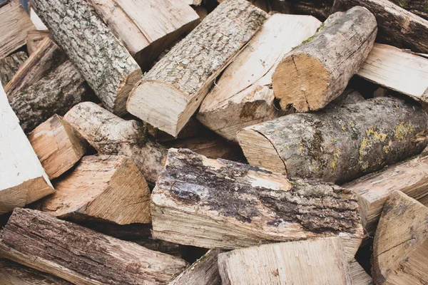 Montón Leña Una Pila Madera Leña Picada Troncos Secos Almacenamiento —  Fotos de Stock