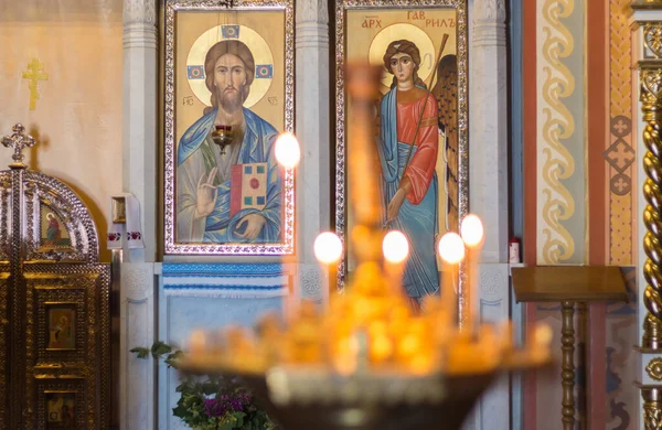 Ukraine Kyiv 2022 Interior Pyrohoshcha Dormition Mother God Church Unfocused — Stockfoto