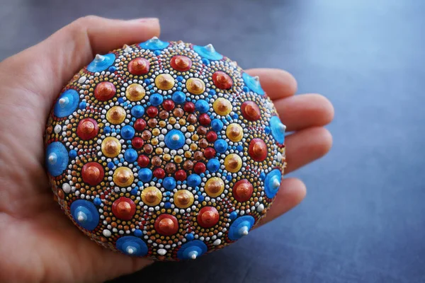 Beautiful Hand Painted Mandala Stone — Photo