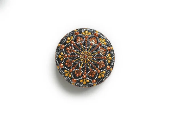 Vackra Färgglada Handmålade Punkt Mandala Vit Bakgrund Isolerad — Stockfoto